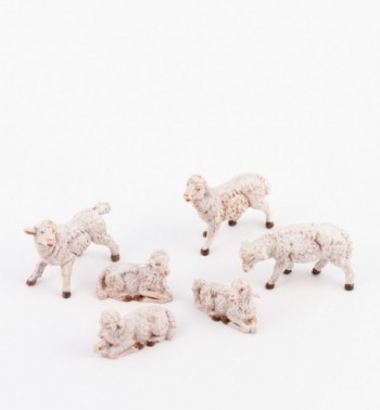 6 pecore per presepe cm.9,5, 10 e 11