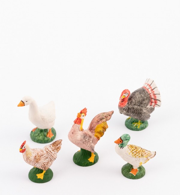 Gallinacei per presepe colori tradizionali cm.19