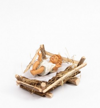 Bambino e culla in legno per presepe cm.52