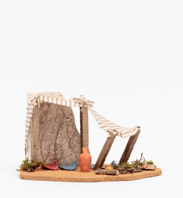 Tenda Araba Re Magi in legno per presepe - 12 cm