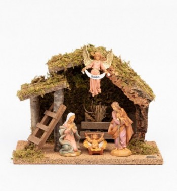 Capanna n.513/L con 4 pezzi per presepe cm.11