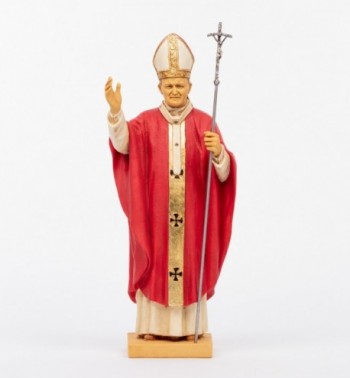 Papa Giovanni Paolo II veste rossa in resina cm.56