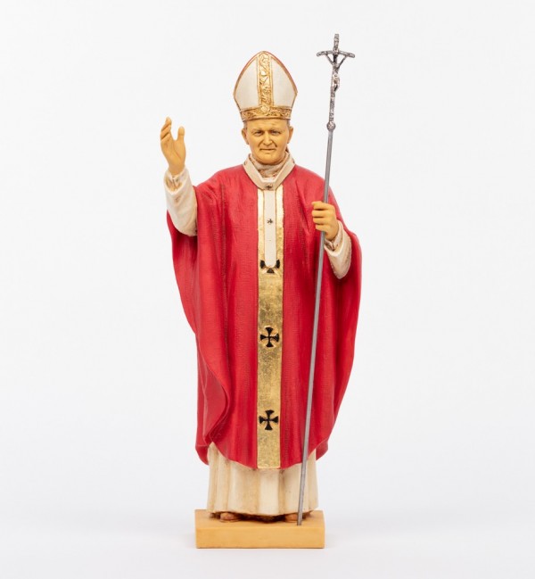 Papa Giovanni Paolo II veste rossa in resina cm.56