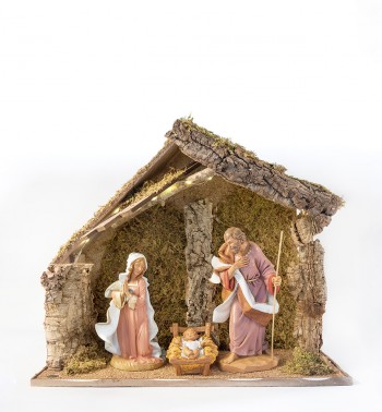 Capanna n.701/L con 3 pezzi per presepe cm.30 con led