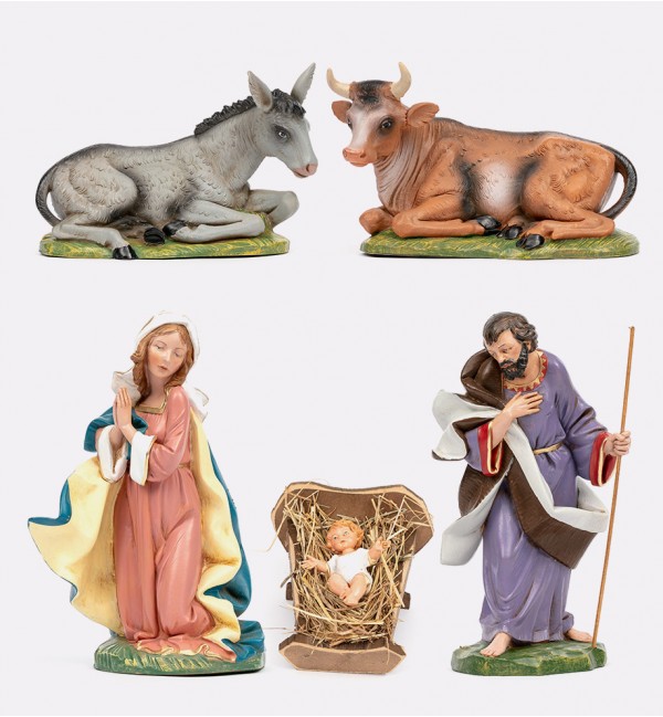 Natività 5 pezzi per presepe colori tradizionali cm.30