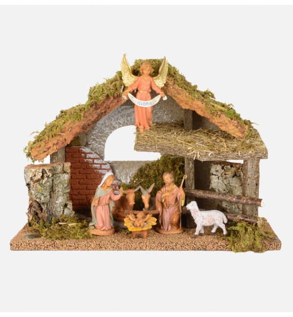 Capanna n.561/L con 7 pezzi per presepe cm.10