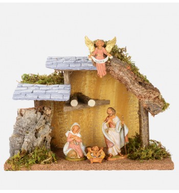 Capanna n.247/L con 4 pezzi per presepe cm.12