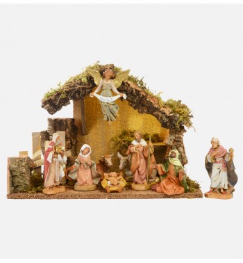 Capanna n.246/L con 9 pezzi per presepe cm.12