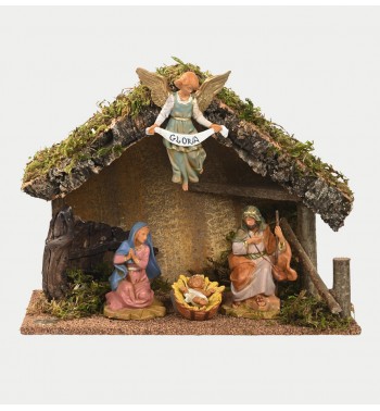 Capanna n.249/L con 4 pezzi per presepe cm.12